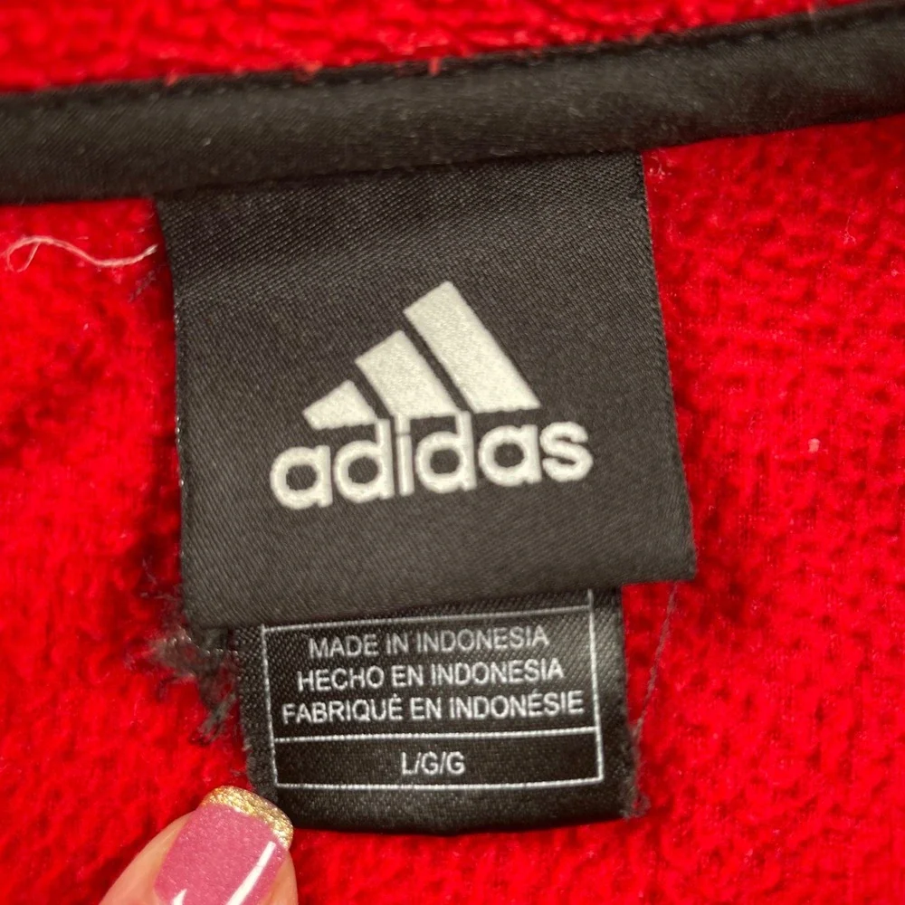 Adidas Nebraska Cornhuskers Fleece Jacket Mens Large Red Black Full Zip